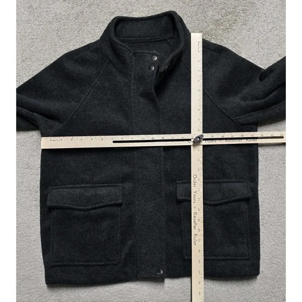 NEW Banana Republic Womens M Brushed Melton Jacket Big Pocket Black Full Zip NWT